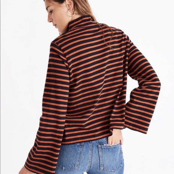 Madewell Mockneck Navy/Orange Top - Picture 2 of 9